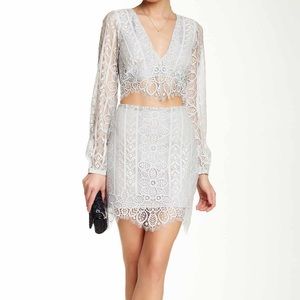 For Love & Lemons Lyla Mini Skirt Silver/Gray